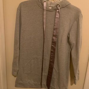 Oversized Gray Hoodie w/ Silk Ribbons